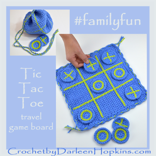 #familyfun crochet pattern for tic-tac-toe travel game