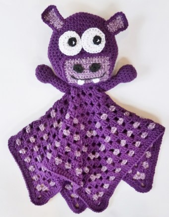 Blanket Buddy Purple Hippo Crochet Pattern by Darleen Hopkins