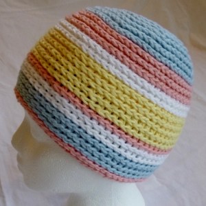 Striped hat for Halos of Hope by Darleen Hopkins