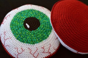 Bloody Eyeball Pillow Crochet Pattern by Darleen Hopkins
