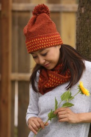 Spiced Cider Set; hat and button-up scarf, crochet pattern by Darleen Hopkins #CbyDH