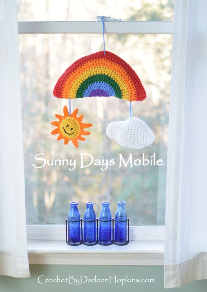 Sunny Days Mobile, crochet pattern for baby, tweens, teens or anytime you want a little sunshine! #CbyDH