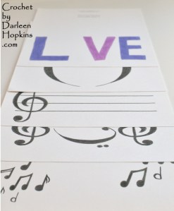 Premade templates included with Love Notes crochet pattern for Valentine's Day cards