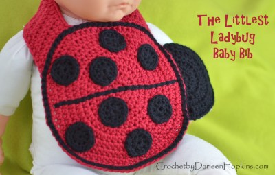 Littlest Ladybug baby bib crochet pattern by Darleen Hopkins WEB logo