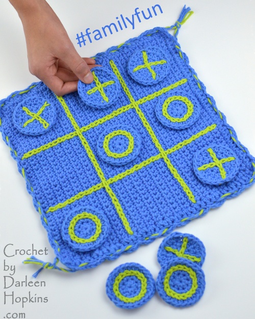 #familyfun crochet pattern tic-tac-toe travel game crochet pattern by Darleen Hopkins #CbyDH