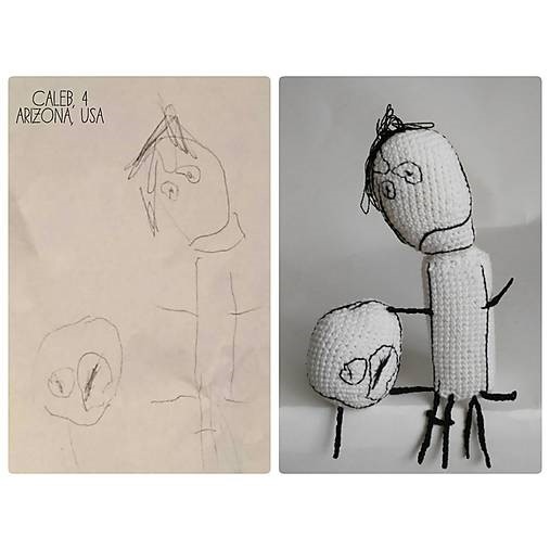 Crochet toy from children's art. 