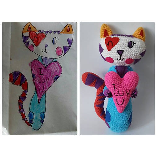 Crocheted toy from child's drawing.