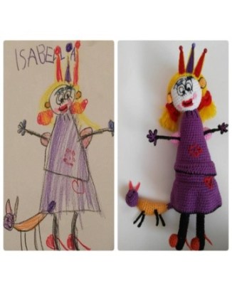 Crocheted toy from child's art.