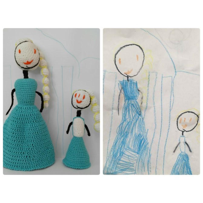 Crocheted toy from child's art.