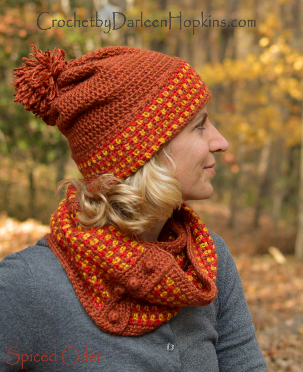 Hat and Cowl-Spiced Cider, pattern set | Crochet By Darleen Hopkins
