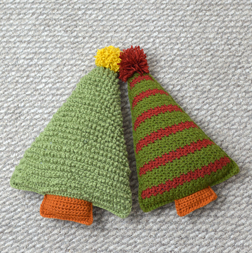 Crochet pattern for Christmas Tree Pillows, set by Darleen Hopkins