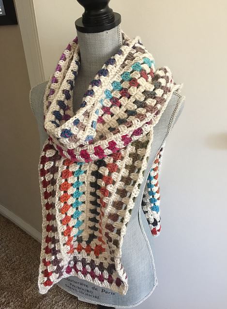 Dora's UnSquared Granny Scarf, crochet