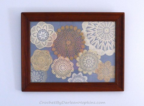 vintage crocheted doilies transformed into beautiful wall art