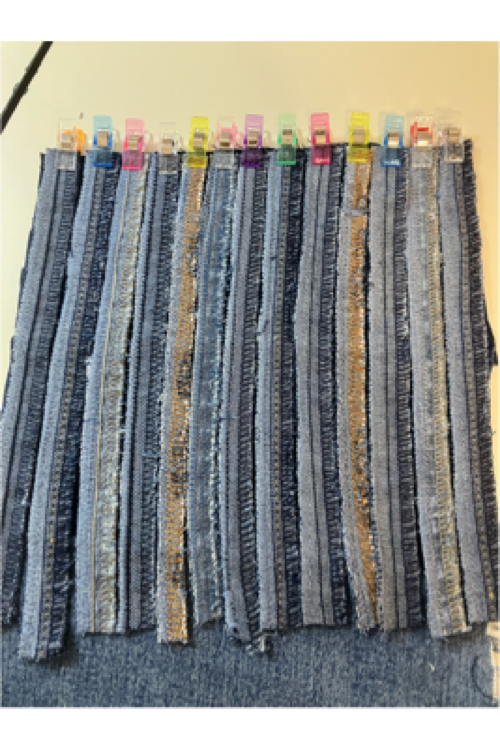 upcycle denim jeans using inseam for hot pad