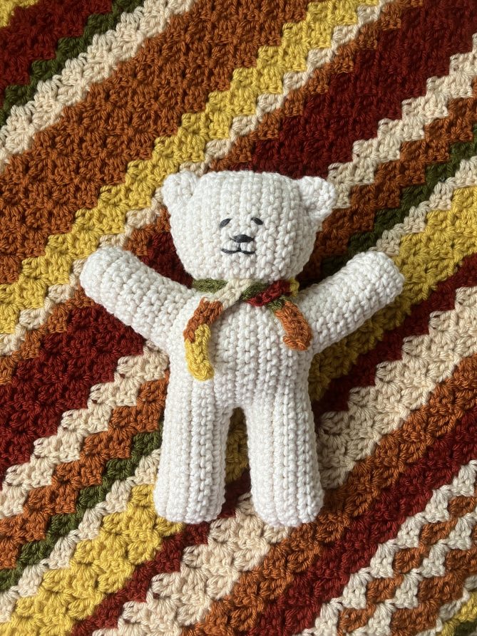 Crochet by Darleen Hopkins corner by corner baby blanket and bear for charity donation