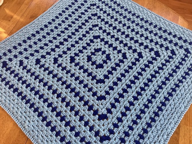Crochet by Darleen Hopkins crocheted granny square baby blanket for charity